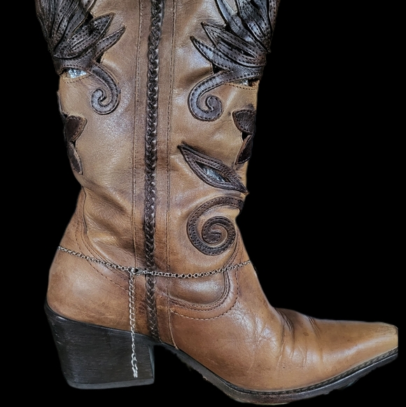 Western Cowboy Boot Chain Southwestern Boot Jewelry In Silver Western Charms - Picture 4 of 4